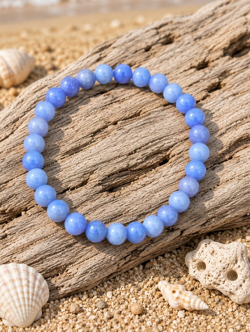 Tanzanite Beaded Stretch Bracelet | Handmade